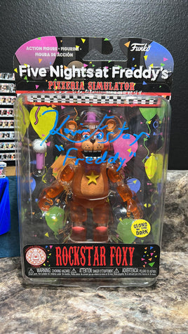 Autographed by Kevin Foster-Funko Action Figures: Five Nights at Freddy's Pizza Simulator - Rockstar Freddy***LABEL ERROR***